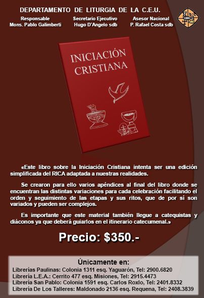 Departamento de Liturgia de la CEU publica nuevo Libro de INICIACIÓN CRISTIANA