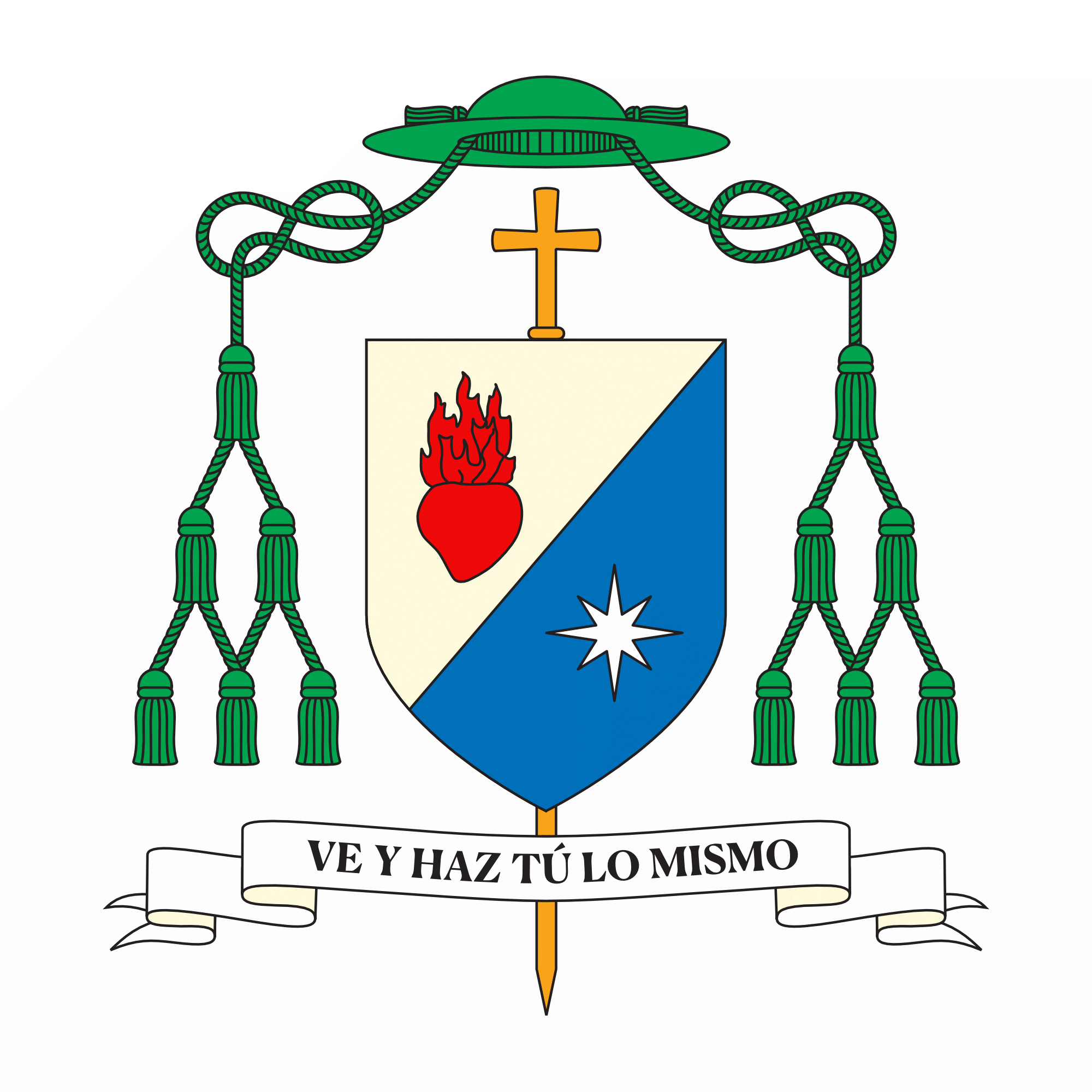 Escudo episcopal de Mons. Alfonso María Bauer Ormazábal SDB