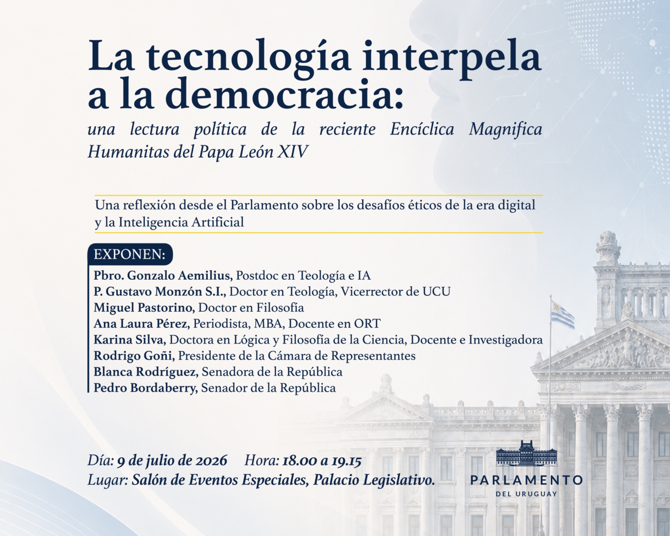 Conferencia “La tecnología interpela a la democracia: una lectura política de la reciente Encíclica Magnifica Humanitas del Papa León XIV”